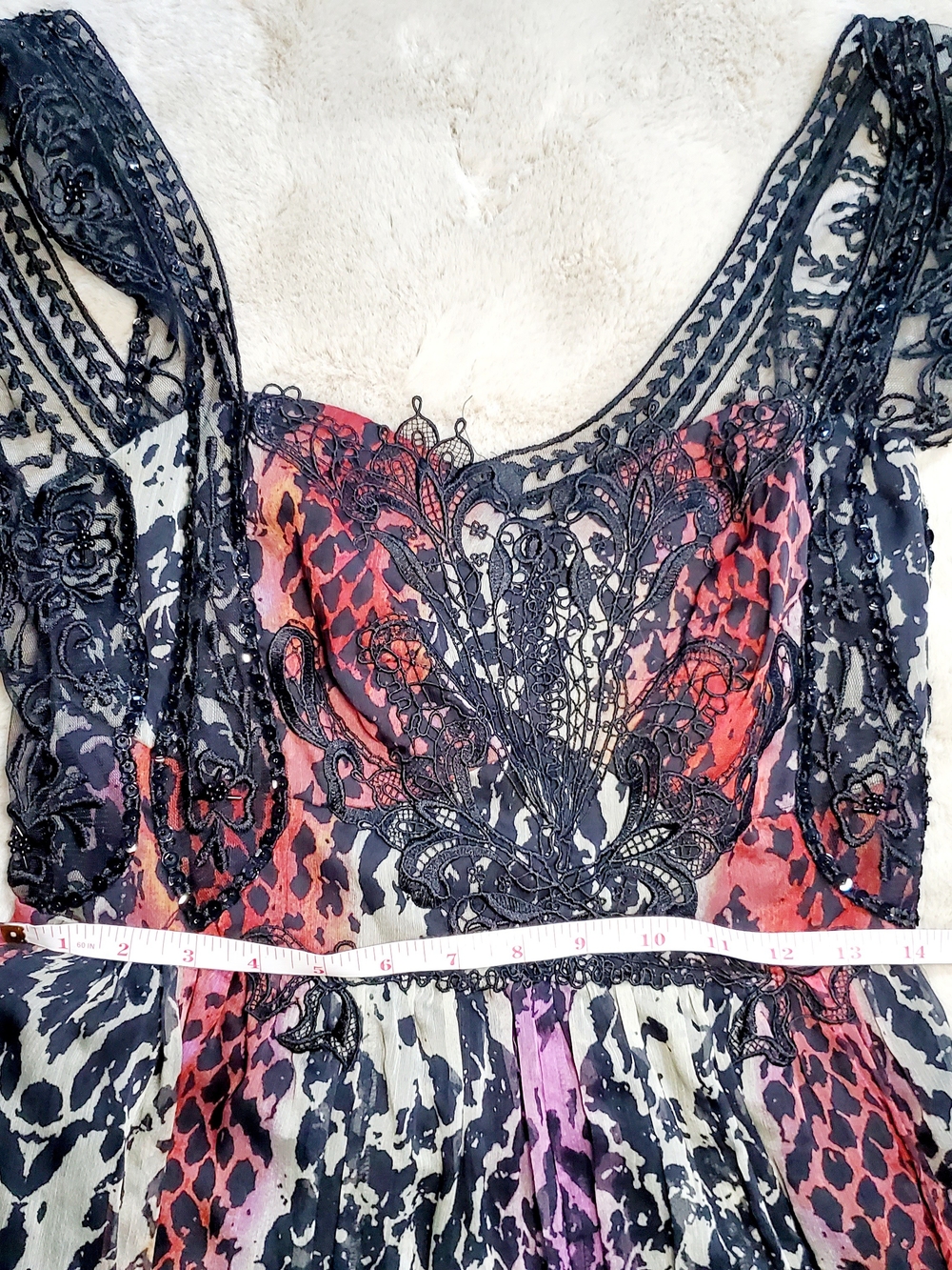 Free People Lace Maxi Dress Boho Open Back Festival Whimsigoth Fairy Size 8 - Picture 10 of 15